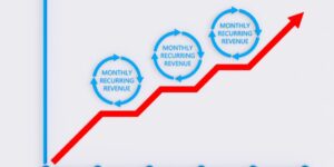 Chart showing that Monthly Recurring Revenue (MRR) is the predictable total revenue generated by your business from all the active subscriptions in a particular month